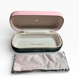 Kate Spade Pink and Green Hello Sunshine Glasses Case and cleaning cloth